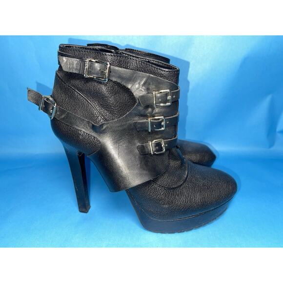 BCBGeneration Black Strappy Platform Ankle Boots Buckle Women’s 9M - Picture 3 of 9